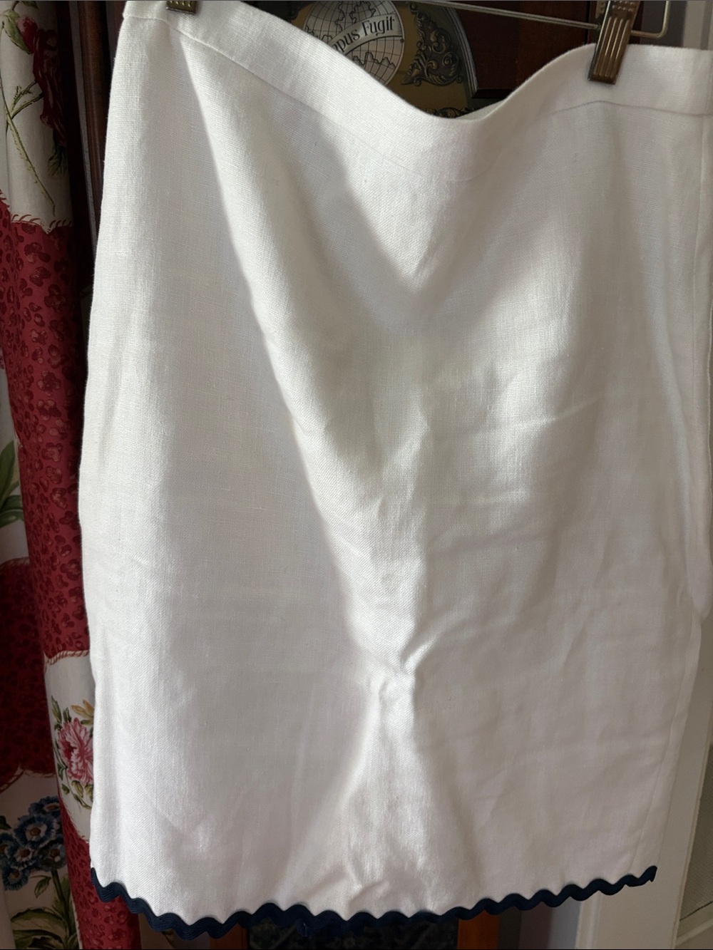 J. Crew White Textured Linen Skirt